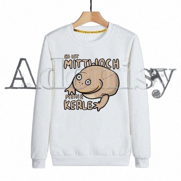 

men's hoodies & sweatshirts wednesday frog milf men hoodie autumn hip hop streetwear pullover mens white color male g4h0#, Black
