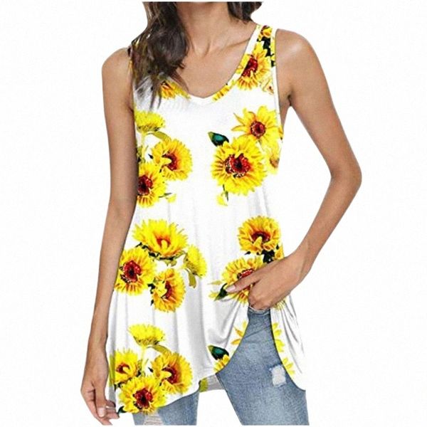 

women's tanks & camis summer womens tank v-neck printing casual flowy sleeveless vest t-shirt floral printed ladies halter u7cg#, White