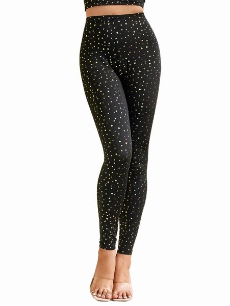 

high waist allover heart print leggings j9w4#, White;black
