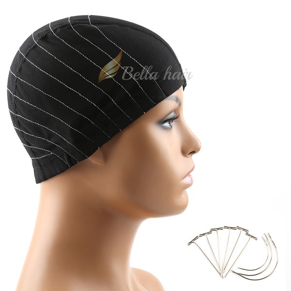 

guideline dome cap lace front wigs caps with wide elastic band stretchable mesh making wig perfect for beginners sewing lace frontal 4x4 5x5, Black;brown