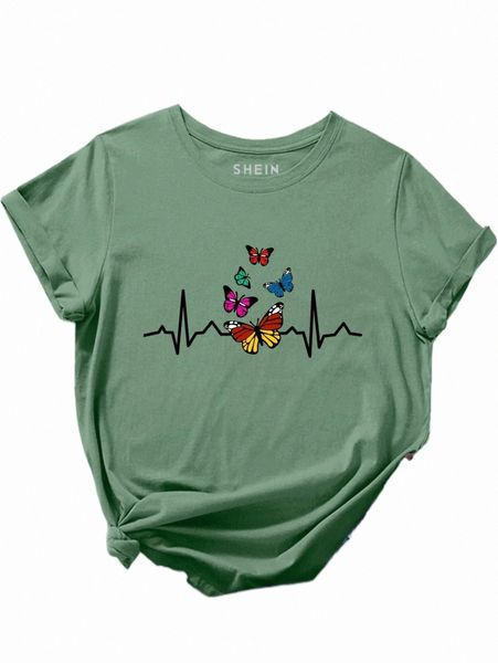 

butterfly print tee p1mq#, White