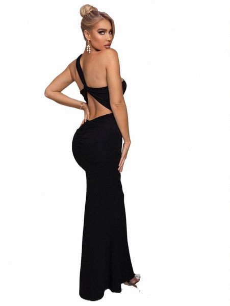 

joyfunear cut out one shoulder formal dress 96fc#, Black;gray