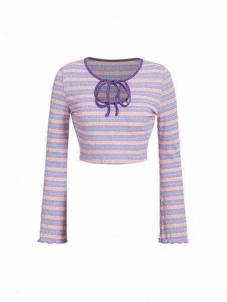 

mod striped cut out tie front tee d2j8#, White