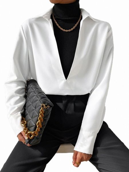 

solid collared shirt without sweater s4qm#, White