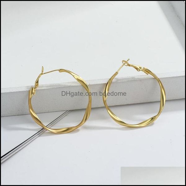 

hoop hie 2021 exaggerate big twist circle earrings brincos simple party round 14k gold metal loop for women jewelry drop del bdedome dhscl, Golden;silver