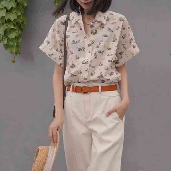 

casual dresses summer women's printed shirt is comfortable breathable loose korean casual thin v-neck 93az, Black;gray