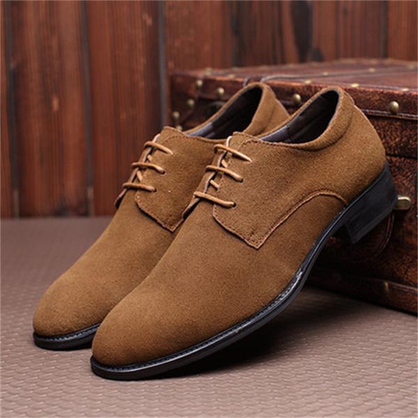 

Men British Derby Shoes Solid Color Faux Suede Round Toe Simple Wing Tip Lace Up Fashion Business Casual Party Daily Dress Shoes, Clear