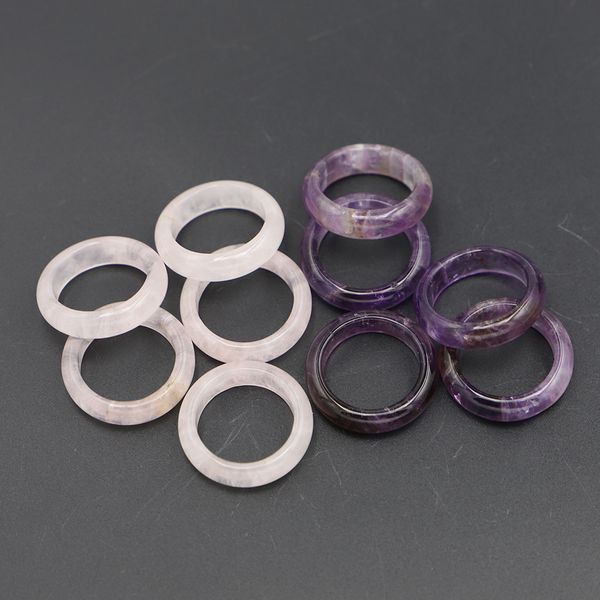 

natural amethyst pink crystal ring bulk lots mixed color thin smooth anxiety relief healing jewelry gift, Golden;silver