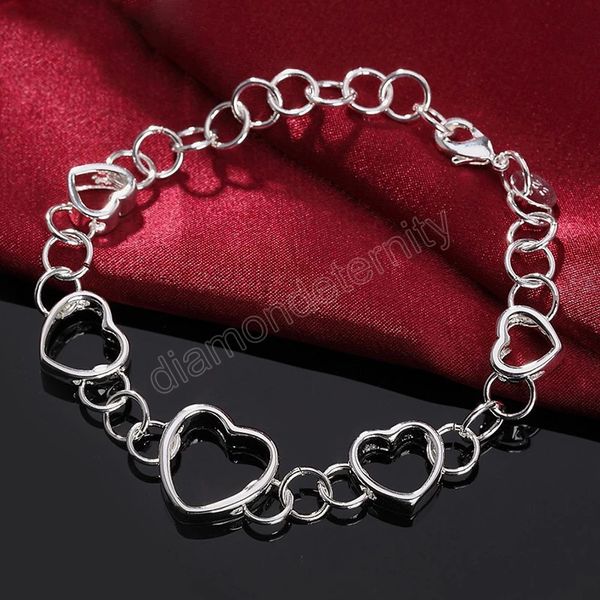 

925 sterling silver love heart ball bracelet for women wedding engagement party fashion jewelry, Golden;silver