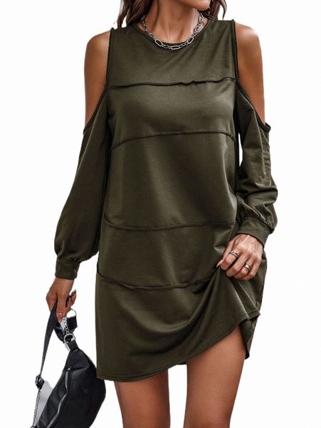 

cold shoulder solid tee dress k7ur#, Black;gray