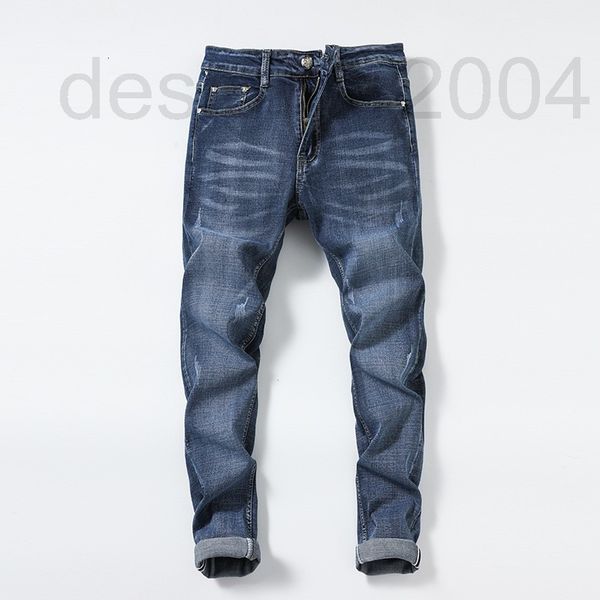 

men's jeans designer spring new medusa embroidered light blue jeans trendy slim small straight men's long pants hn20