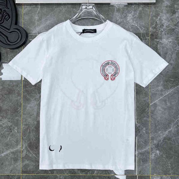 

mens classic luxury t shirts ch brand fashion men sanskrit letter t-shirt horseshoe cross designer tshirts man hip hop sweater summer loose, White;black