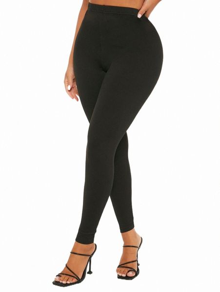 

petite solid high waist leggings 33yt#, White;black