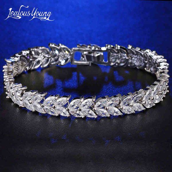 

designer luxury zircon leaf shape wedding charm s for women bride bracelet bangle jewelry gift, Black