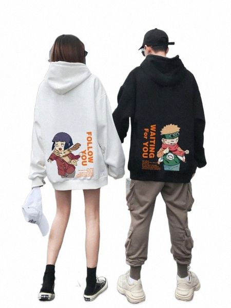 

men's hoodies & sweatshirts japanese anime printed male streetwear fashion harajuku sweatshirt hinata couple wear casual o4o4#, Black