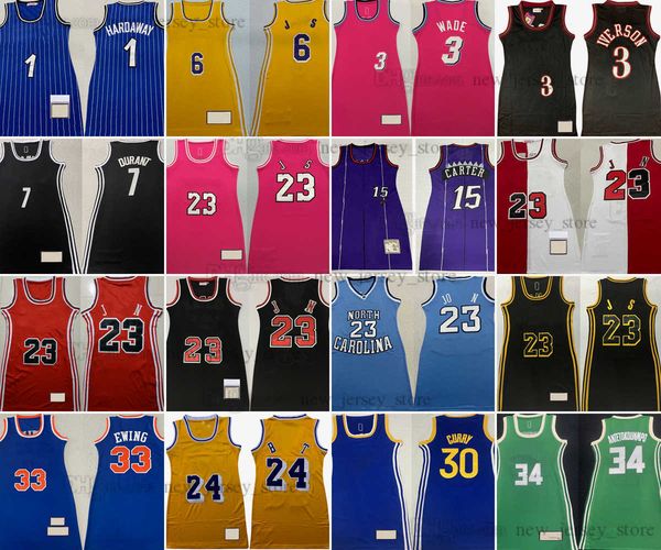 

retro mitchell and ness women dress basketball jerseys stitched skirt 3 allen dwyane iverson wade 30 stephen 15 vince curry carter 33 patric, Black;red