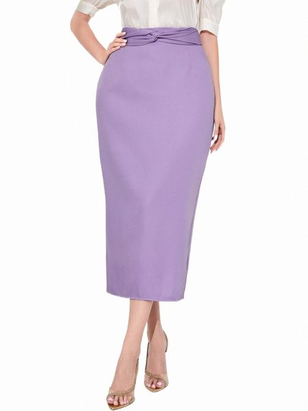 

solid twist front skirt o624#, Black