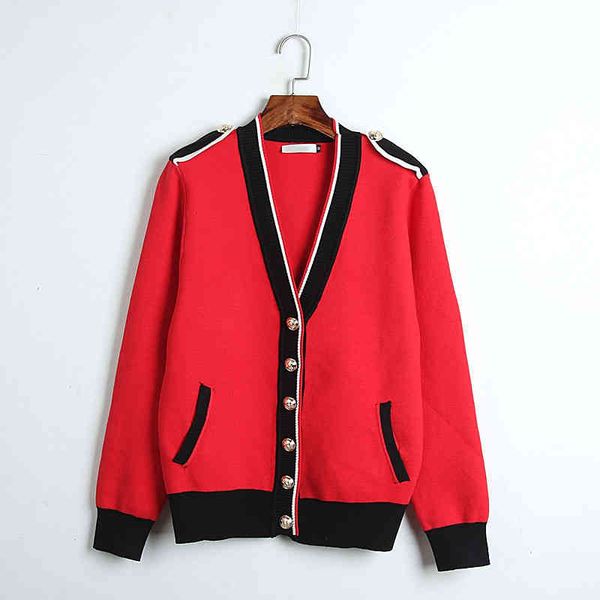 

women's hoodies sweatshirts autumn celebrity xiaoxiang sweater women's early fashion net red same shoulder badge gold button v-nec, Black