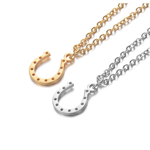

wholesale stainless steel necklace horseshoe pendant necklaces for women gift fashion horse shoe jewelry collar new, Silver