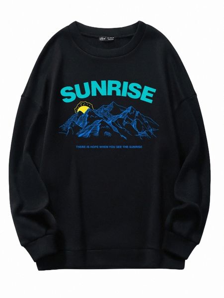

mountain & slogan graphic sweatshirt z4nu#, Black