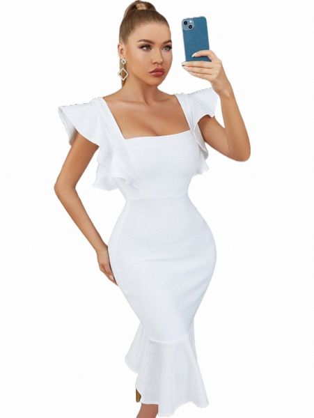 

adyce square neck ruffle trim bandage dress a0qy#, Black;gray