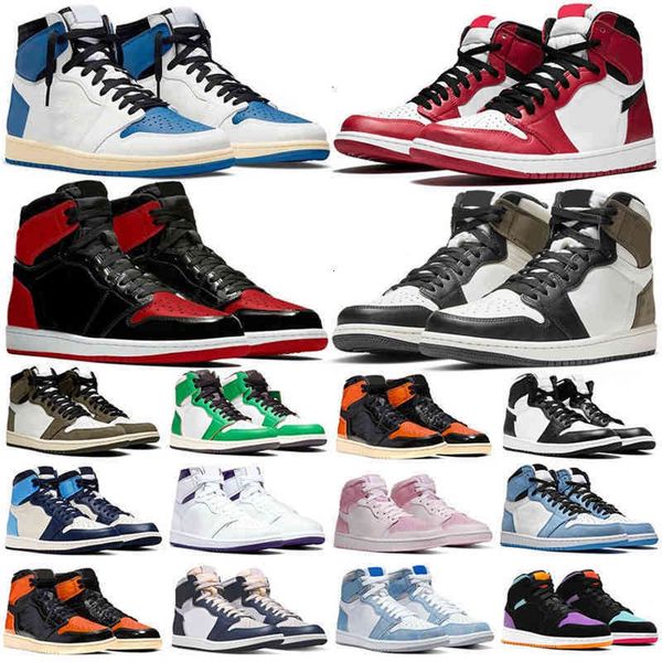 

shoes jordons with 1 box og 1s basketball men women sneakers bred university blue dark mocha panda chicago shattered backboard obsidian unc