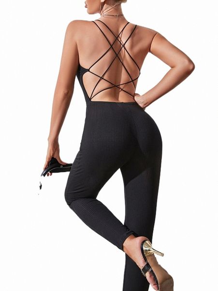 

criss cross backless unitard jumpsuit z6uw#, Black;white