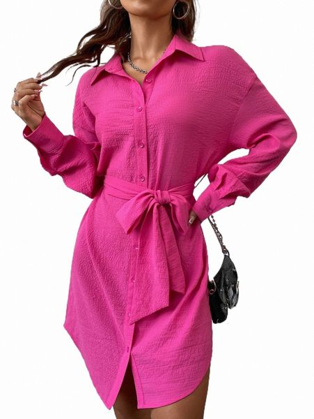 

drop shoulder belted shirt dress o3lf#, Black;gray