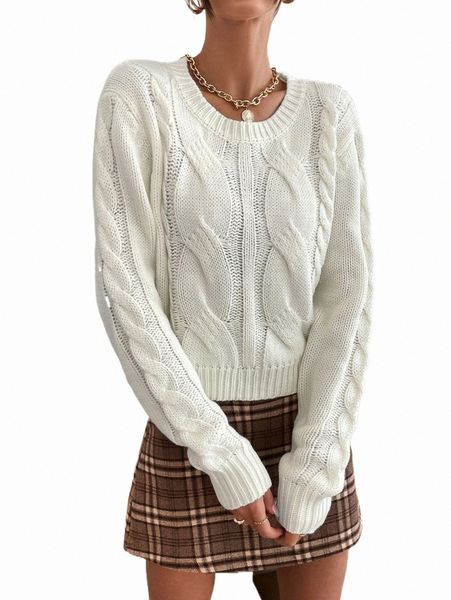 

cable knit drop shoulder sweater y06m#, White;black