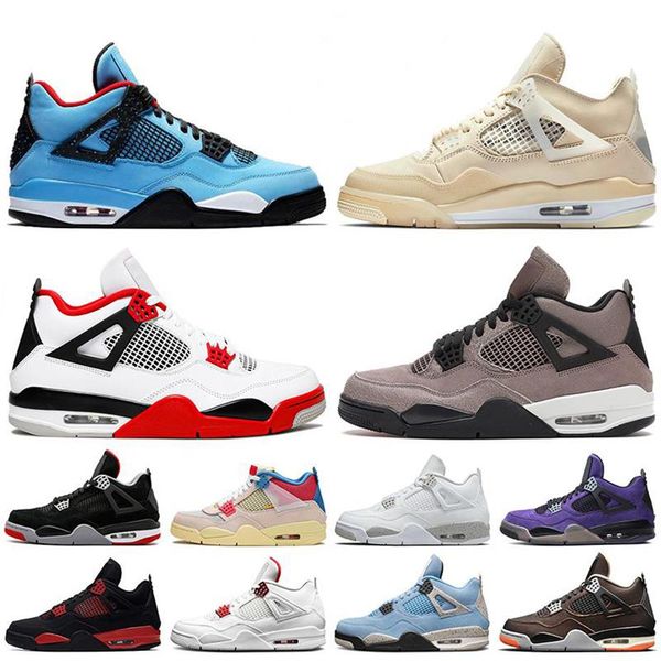 

2021 4s jumpman men women boots shoes sail neon light beige purple sneakers iv black cat breeding cool gray faithful blue guava ic348n