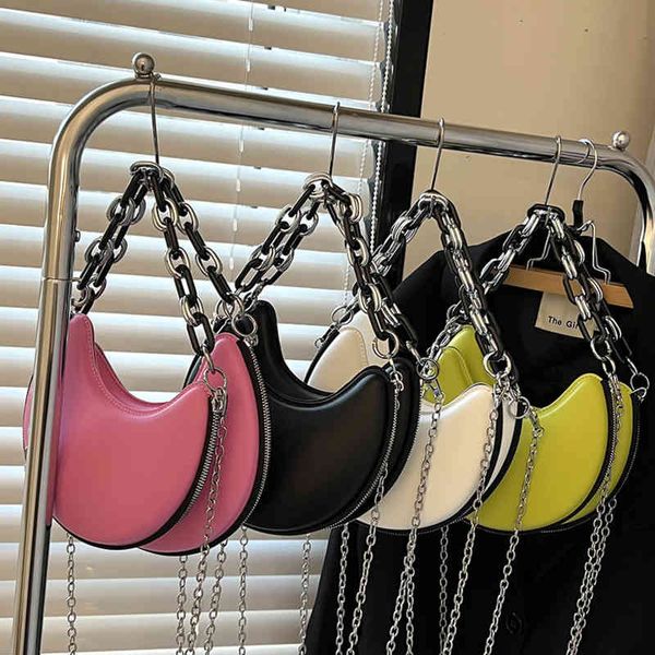 

2022 summer new korean women's solid color saddle sequin versatile hand crescent armpit bags