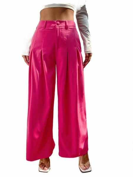 

petite high waist fold pleated wide leg pants t1py#, Black;white