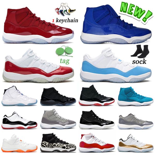 

sports 11s mens women basketball shoes jumpman 11 win like 96 university blue varsity red gamma bred concord dolphins cool grey cherry outdo, White;red