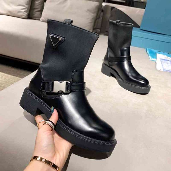 

women's leather boots punk boots metal decorative motorcycle winter series, Black