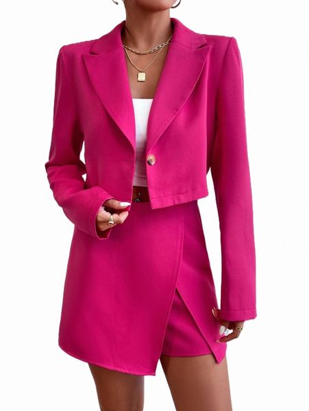 

single button blazer & wrap front skort c6nt#, White