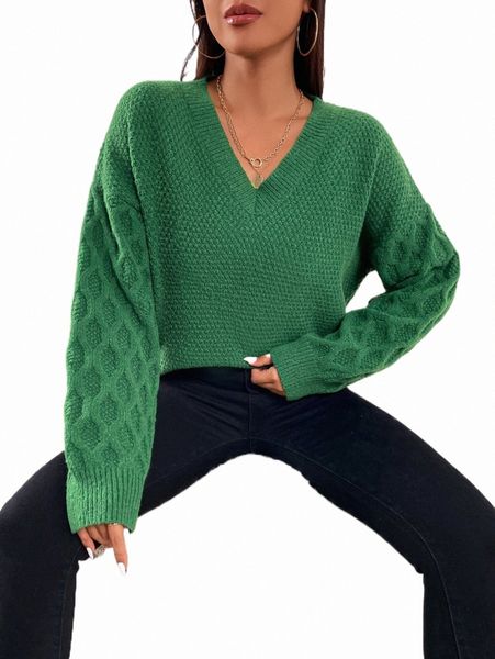 

drop shoulder textured knit sweater z01f#, White;black