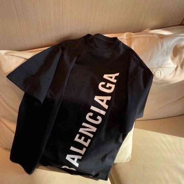 

man's t-shirts designer shirt baleciga's fashion brand paris cotton large print t-shirt female couple student men's round nec, White;black