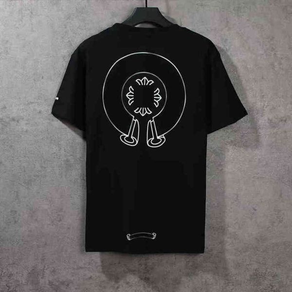 

brand mens luxury t shirts fashion ch men tees horseshoe cross designer tshirts summer classic man hip hop sweater sanskrit letter t-shirt, White;black