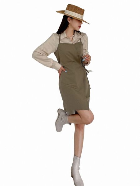 

dazy two tone wrap knot side 2 in 1 dress w8lx#, Black;gray