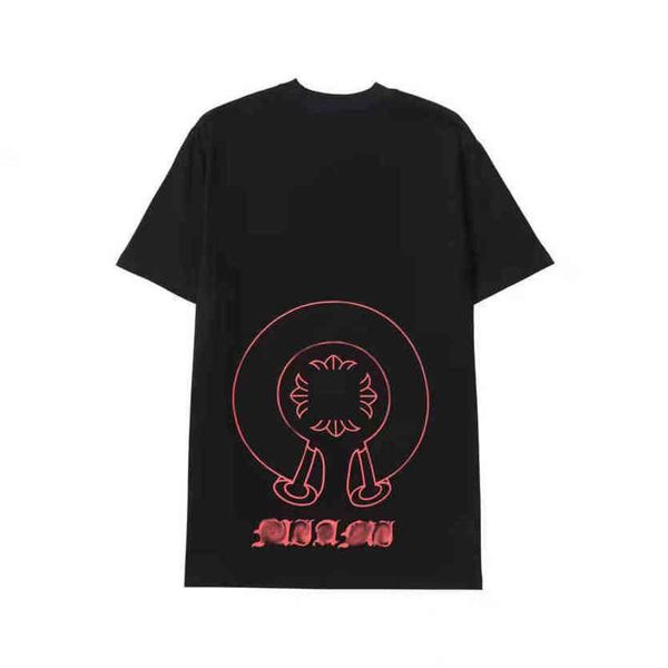 

ch summer mens t shirts horseshoe flower tees luxury brand man cross t-shirts sanskrit letter designer tshirts fashion boy hip hop sweater w, White;black