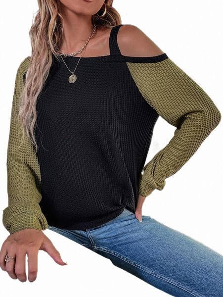 

two tone asymmetrical neck tee p2lw#, White