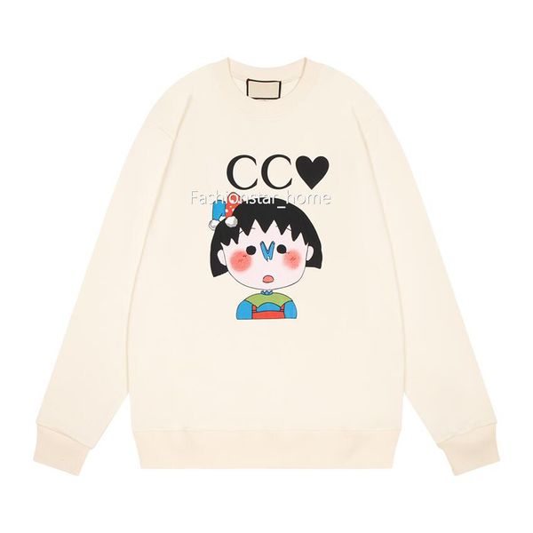 

22fw italy new fashion cartoon character long sleeve sweatshirt high street early spring autumn man women crewneck pullover classic casual s, Black