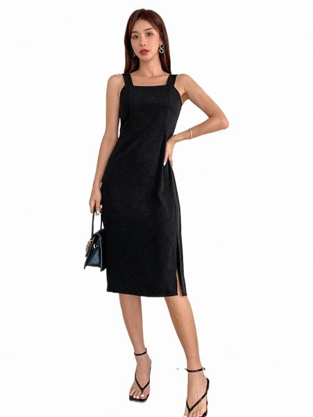 

dazy solid split hem cami dress i5bm#, Black;gray