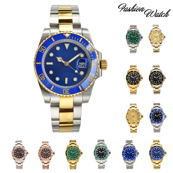 

mens watches automatic mechanical movement watch full stainless steel sliding clasp blue ceramic sapphire wristwatches super luminous multi, Slivery;brown