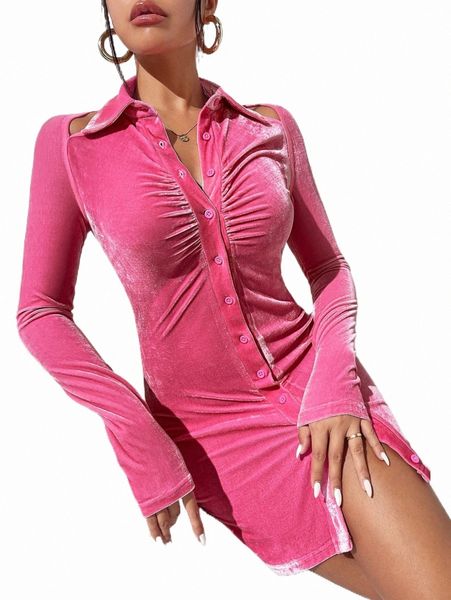 

ruched button front velvet shirt dress 76or#, Black;gray