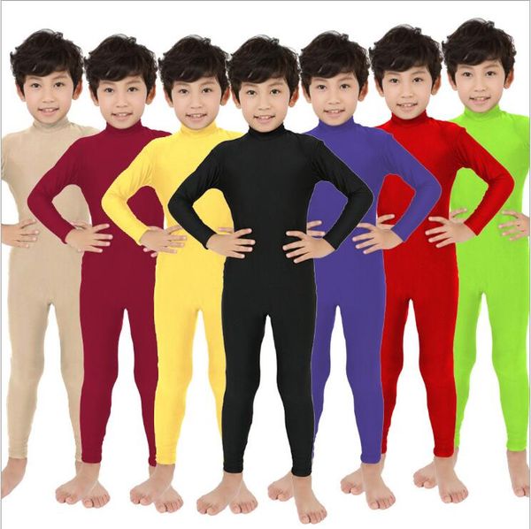 

kids catsuit costumes zentai suit dance unitard spandex bodysuits wear skin tights no hood gloves foot back zipper for adults, Black