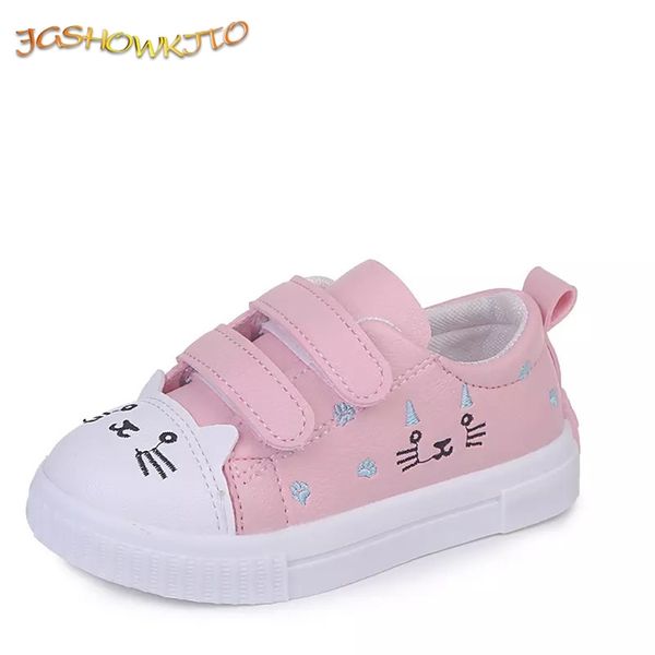 

jgshowkito fashion girls casual shoes white skate sneakers for toddlers kids childrens antislid sports cute cartoon cat 220818, Black;red