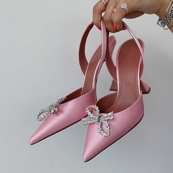 

womens sandals fashion bowtie water drill buckle silk cloth shoes genuine leather sole 9.5cm heels women shoe us superior quality high heel, Black