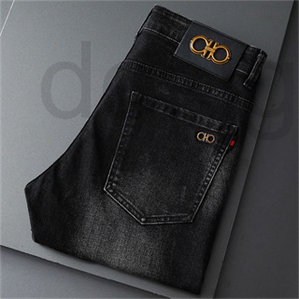 

men's jeans designer spring new business straight tube sequin jeans men's brand casual black long pants 0bea, Blue