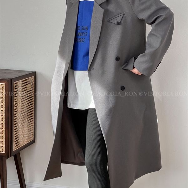 

spring clothing temperament over the knee mid length suit jacket women s high end design korean 220819, Black;brown